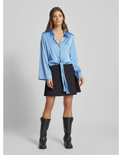 Блузка прямого кроя с узлом, модель «Эррика», светло-голубой Hugo