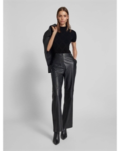 Вязаный свитер с ребристым круглым вырезом, модель «Сискеде», черный Hugo