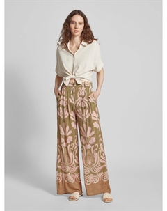 Брюки из вискозы с цветочным узором, оливковый More&more