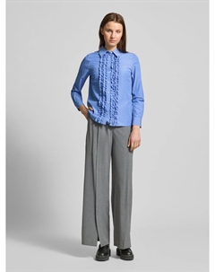 Блузка-рубашка с планкой на пуговицах, синий More&more