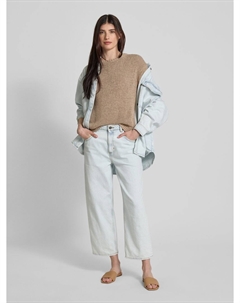 Свободный вязаный свитер из хлопковой смеси с короткими рукавами, песочный Marc o'polo