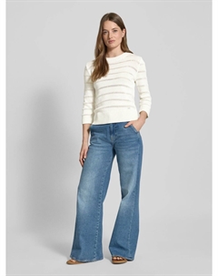 Вязаный свитер с круглым вырезом, кремовый More&more