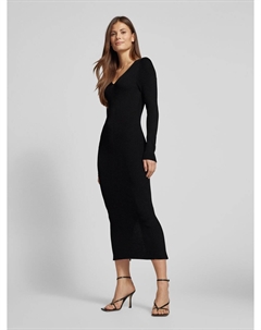 Платье миди с V-образным вырезом, черный Comma,