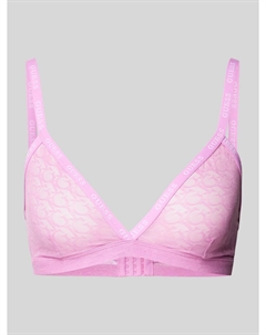 Бюстгальтер с треугольными чашечками и принтами на этикетках, модель «EDYTHA», розовый Guess