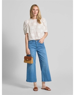 Джинсы широкие укороченного кроя, модель «Мечта», темно-синий Mac