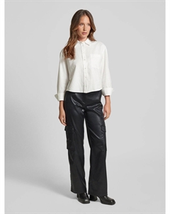 Широкие брюки-карго из искусственной кожи, модель «CHiara», черный Mac