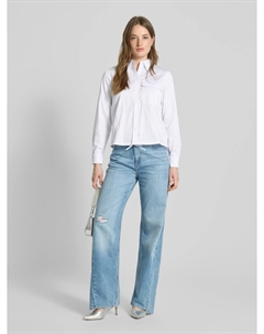 Блузка-рубашка прямого кроя с нагрудным карманом с клапаном, белый Zero