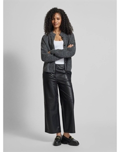 Кожаные брюки прямого кроя с застежкой на пуговицы, черный Marc o'polo