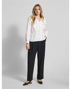 Блузка прямого кроя с вырезом-замочной скважиной, модель «OLLIE», кремовый Ichi