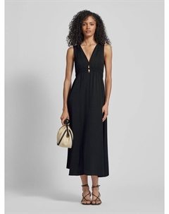 Платье миди из смесовой вискозы с вырезом, черный Comma,