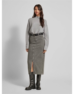 Вязаный свитер с тонким ребристым узором, светло-серый Comma,