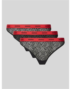 Стринги с эластичным поясом с логотипом в упаковке 3 шт, черный Hugo