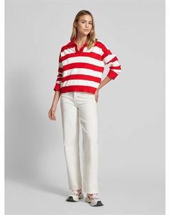 Свитер с отложным воротником и V-образным вырезом, модель «LOTIN», красный Mango