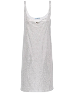 Платье мини со стразами, белый Prada