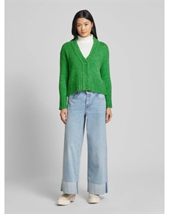 Кардиган с V-образным вырезом и добавлением мохера, зеленый More&more