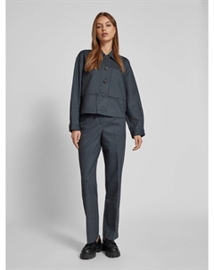 Брюки прямого кроя с узором «ёлочка», модель «MIA», антрацит Tom tailor