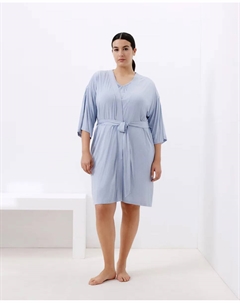 Женский халат с застежкой крестом, синий Couchel