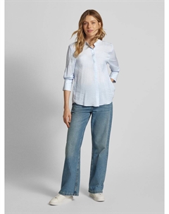 Блузка прямого кроя с круглым вырезом, модель «GOODY», светло-голубой Mango