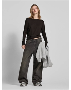 Свободный джемпер с длинными рукавами и вырезом-лодочкой, модель «Johanna», темно-коричневый Weekday