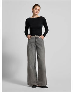 Лонгслив с вырезом-лодочкой, черный Weekday