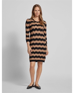 Трикотажное платье длиной до колена с круглым вырезом, бежевый More&more