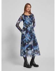 Платье-миди из сетки А-силуэта с абстрактным узором, темно-синий Tom tailor