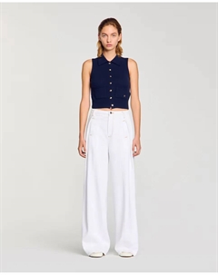 Женские широкие стеганые джинсы, белый Sandro