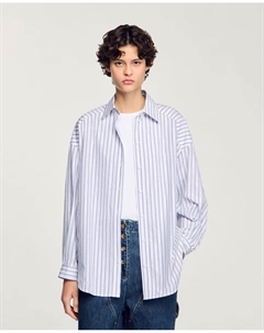 Женская рубашка в полоску со стразами, голубой Sandro