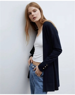 Жакет открытой вязки, тёмно-синий Сфера