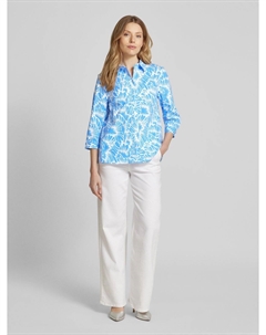 Блузка-рубашка с планкой на пуговицах, синий More&more