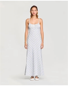 Длинное полосатое платье на бретелях, голубой Sandro