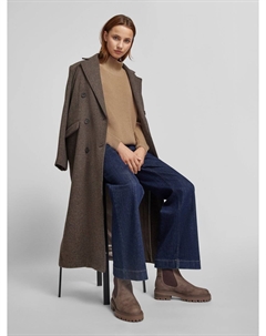 Вязаный свитер из натуральной шерсти с воротником-стойкой, светло-коричневый Windsor