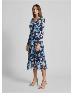 Платье-халат длиной до колена, синий Tom tailor