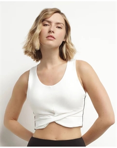 Спортивный укороченный топ бюстгальтер с передней деталью, белый Dim