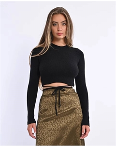 Укороченный женский свитер с бантом, чёрный Lili sidonio