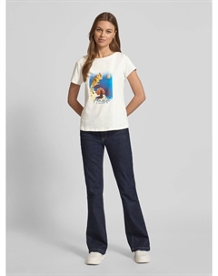 Футболка с ребристым круглым вырезом, кремовый More&more