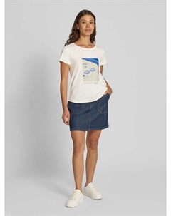 Футболка с ребристым круглым вырезом, кремовый More&more