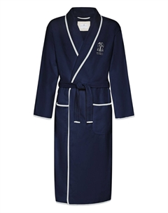 Халат с вышитым логотипом, синий Brunello cucinelli