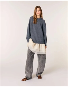 Платье из двух материалов: шерсти и органзы, многоцветный Maje