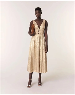 Длинное металлическое платье, золотой Maje