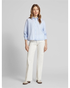 Блузка-рубашка с планкой на пуговицах, модель «Фандра», синий Opus