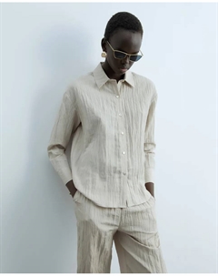 Рубашка с морщинистой текстурой, бежевый Сфера