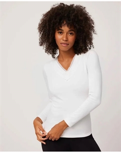 Женская термофутболка с длинными рукавами и V-образным вырезом, белый Ysabel mora