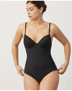 Утягивающее боди с кружевной деталью, чёрный Ysabel mora