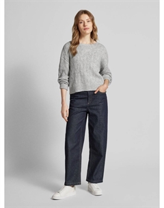 Вязаный свитер с круглым вырезом, светло-серый Comma,