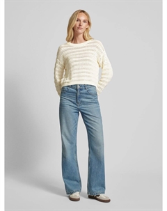 Вязаный свитер с ажурным узором модель «MUDITO», кремовый Mango