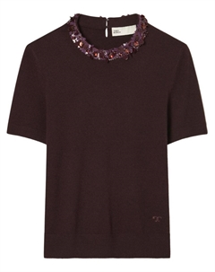 Футболка с вышитым вырезом, красный Tory burch