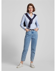 Блузка с полосатым узором, светло-голубой More&more