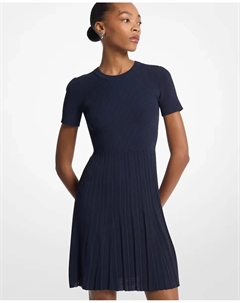 Трикотажное платье стрейч с расклешенной юбкой, тёмно-синий Michael michael kors