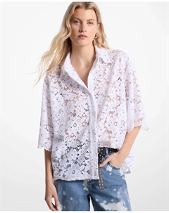 Женская кружевная рубашка с коротким рукавом, белый Michael michael kors